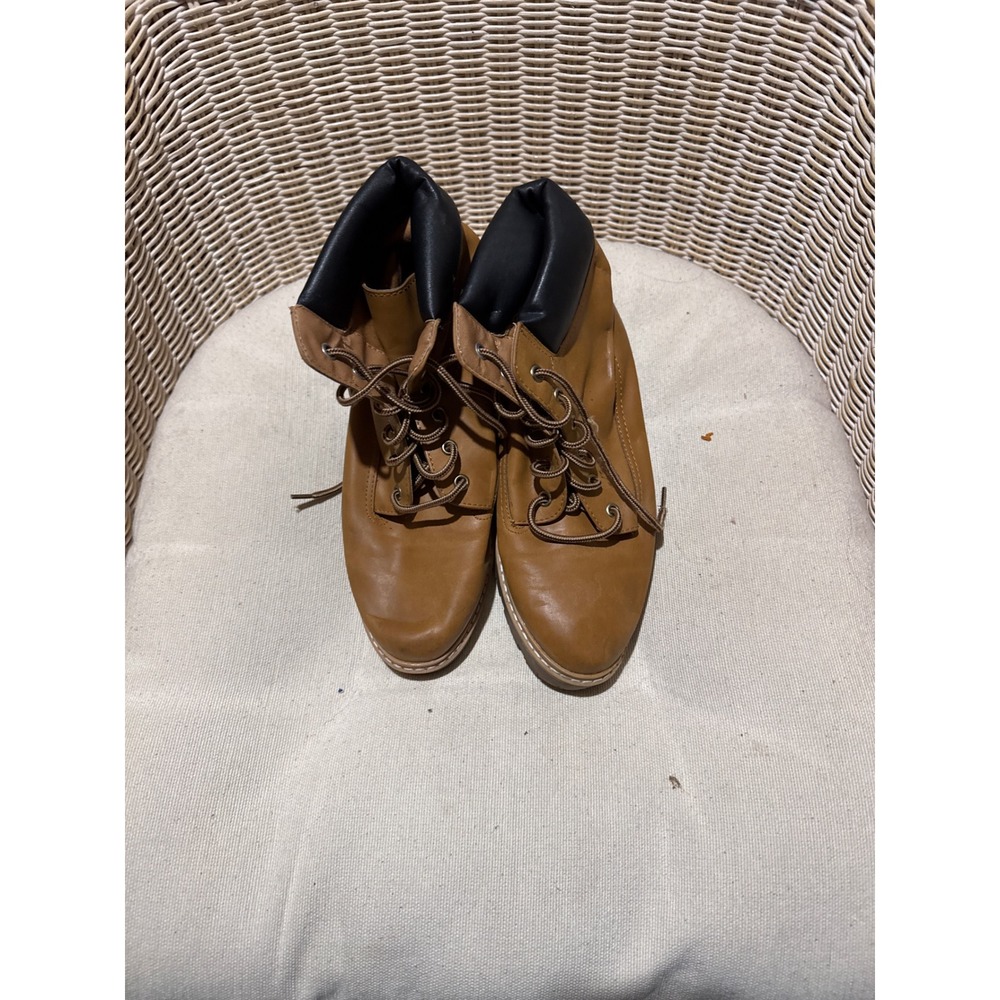 Target Tan Combat Boots Ankle Lace Up F16767013 Brown Black Collar Women 9